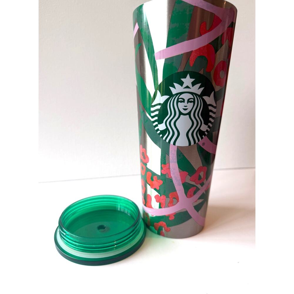 24oz Starbucks Stainless Steel Cheetah Jungle Print Tumbler - no straw